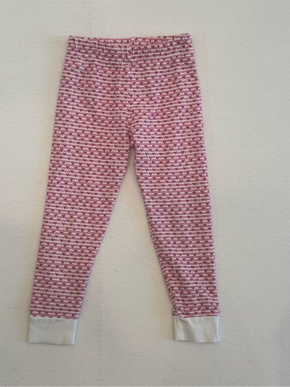 Girls Pink Heart-Stripe Pajama Leggings